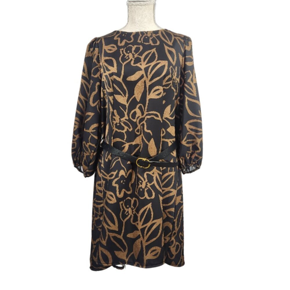 NWT Lavia Milano Belted Tunic OS European Minimalist Black Gold Modern Italy